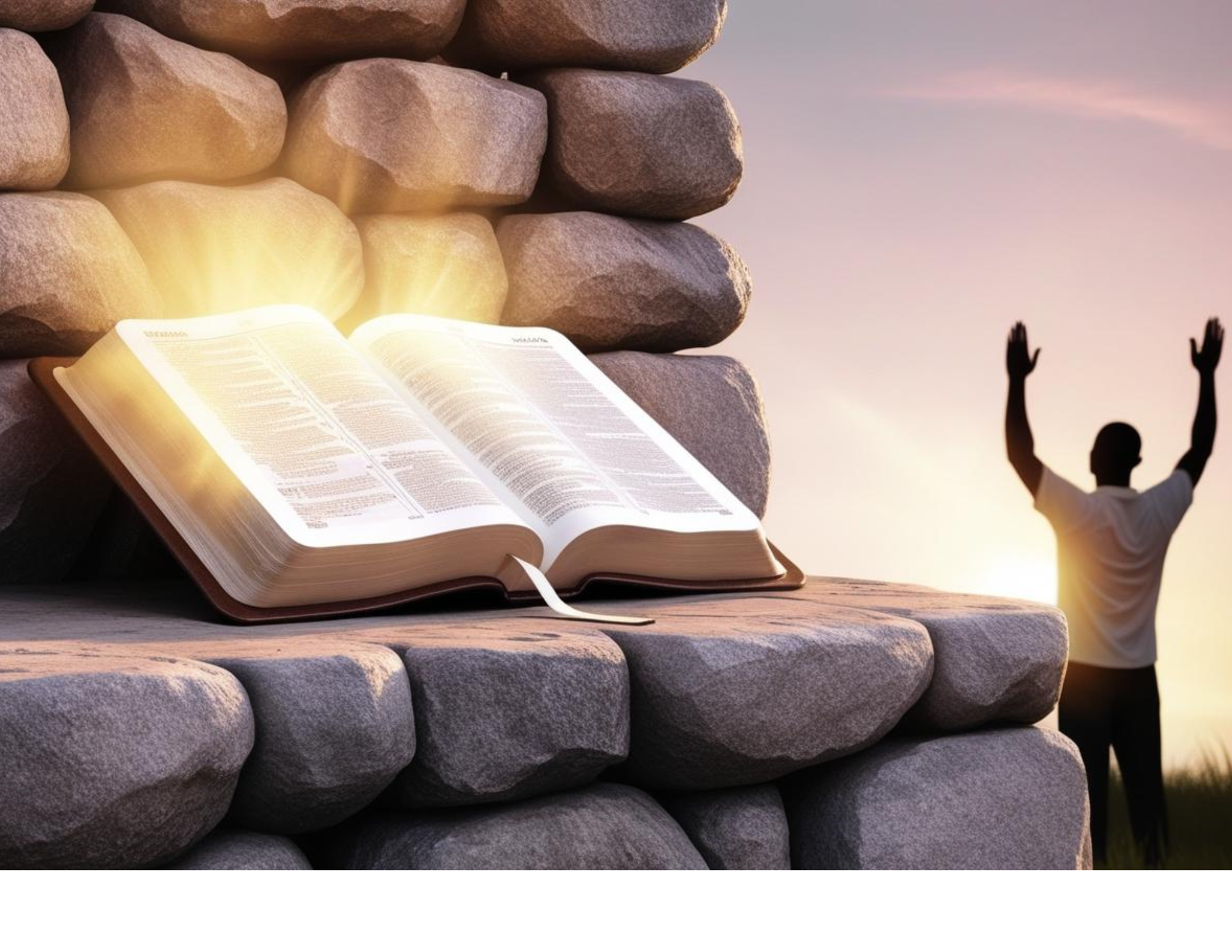 Open Bible with spiritual imagery